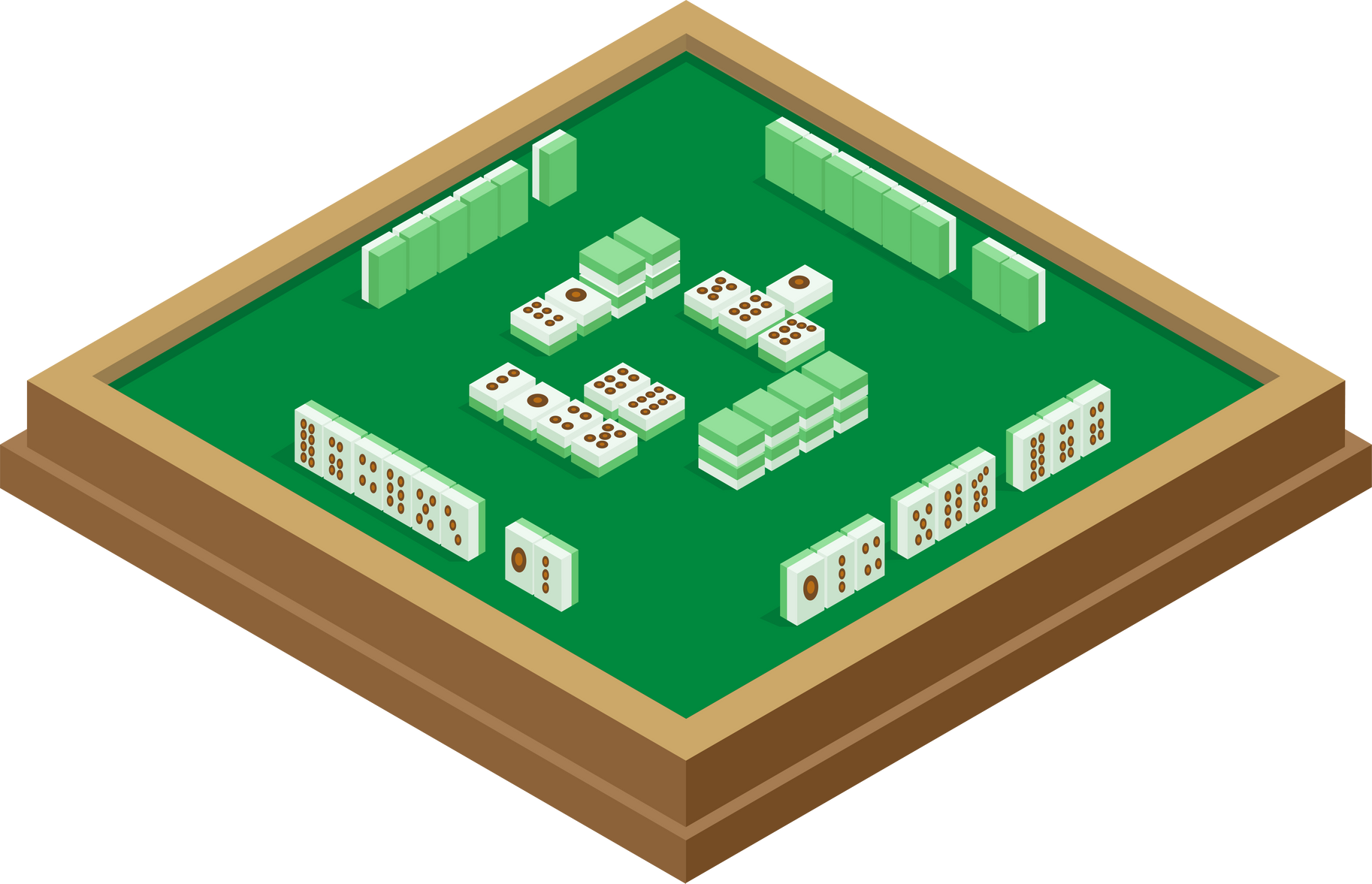 Mahjong board table game isometric illustration